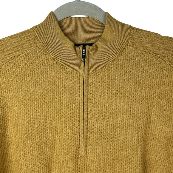 Paul Frederick Half Zip Sweater Mens Large Silk Cotton Cashmere Pullover Mustard - Picture 3 of 8